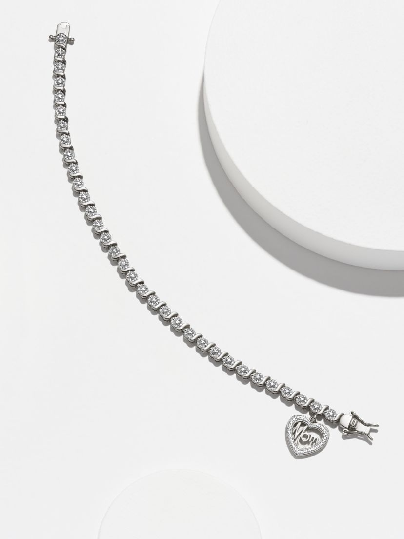 Diamond Accent Mom Bracelet in Silver, 18K Yellow Gold or 18K Rose Gold Over Bronze
