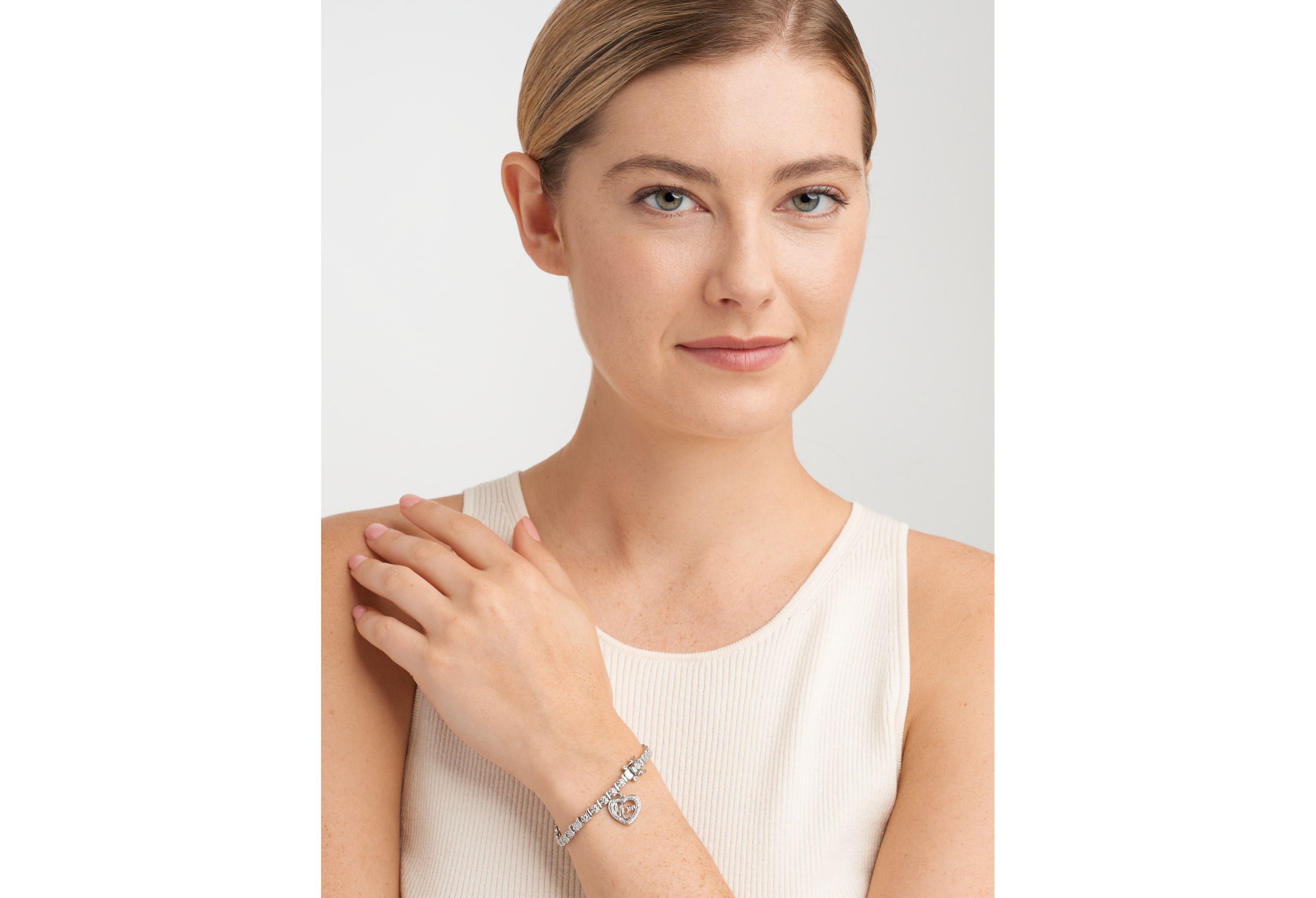 Diamond Accent Mom Bracelet in Silver, 18K Yellow Gold or 18K Rose Gold Over Bronze