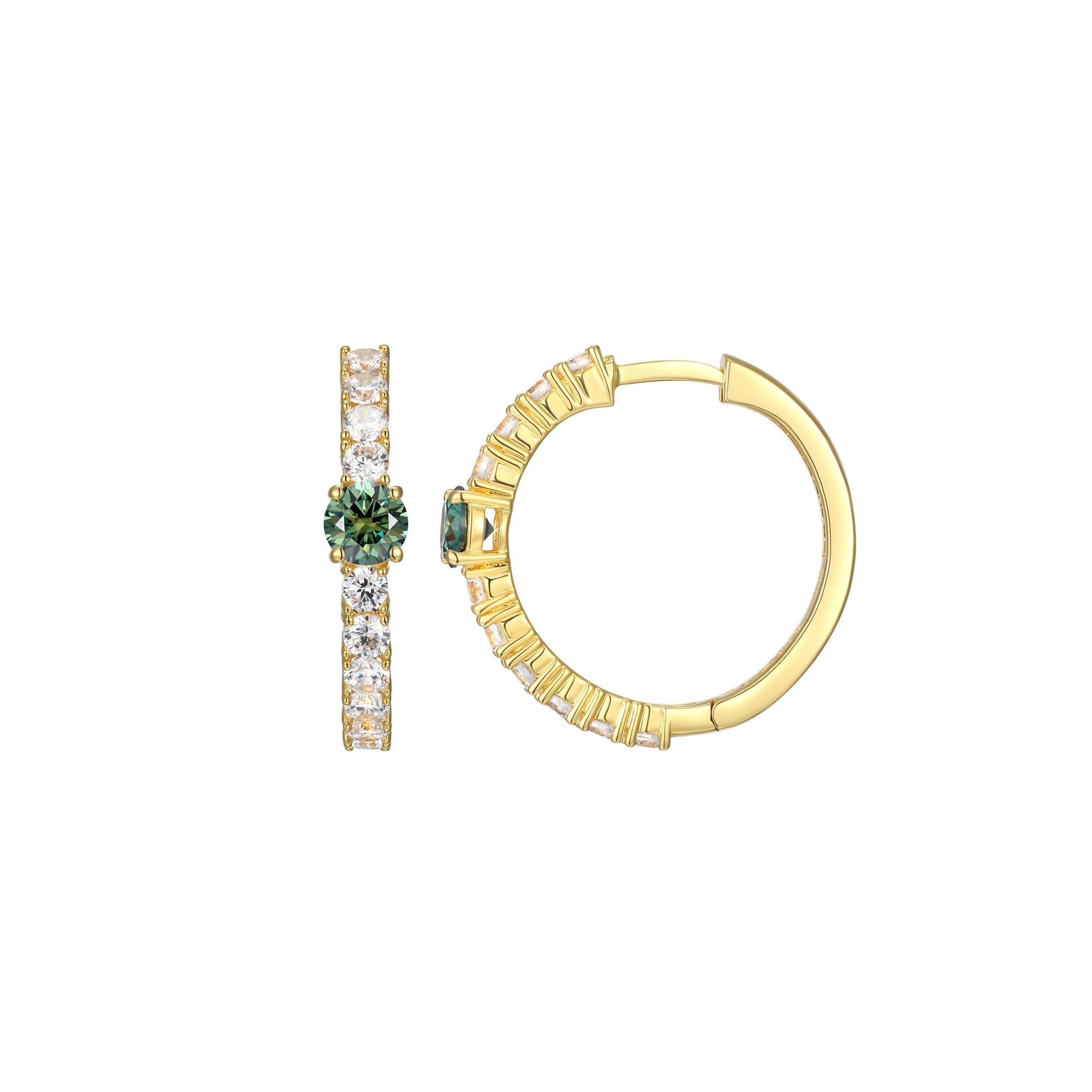18K Gold Plated Sterling Silver Moissanite Hoop Earrings