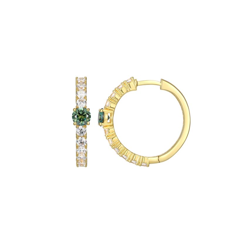 18K Gold Plated Sterling Silver Moissanite Hoop Earrings