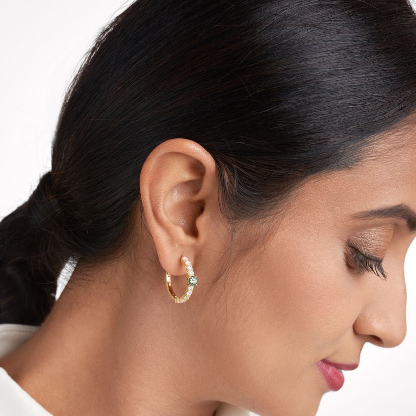18K Gold Plated Sterling Silver Moissanite Hoop Earrings