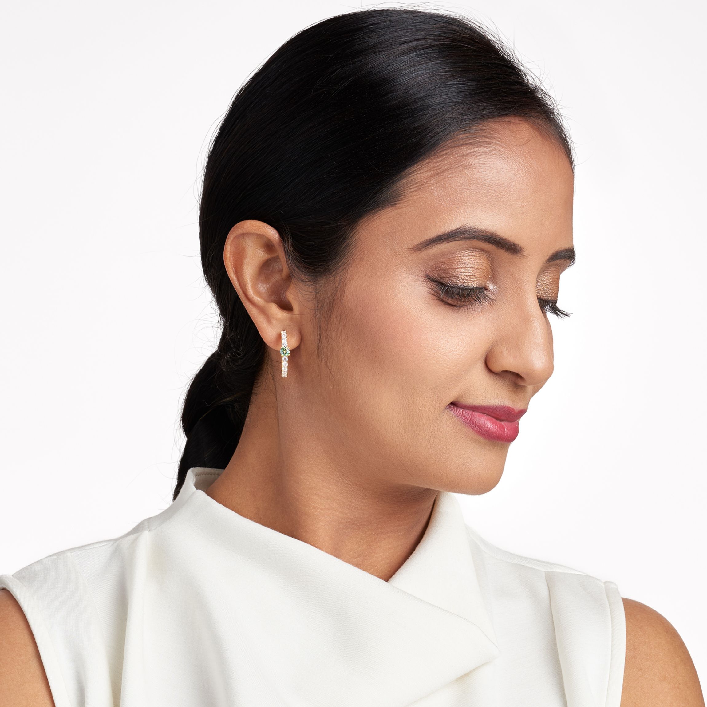 18K Gold Plated Sterling Silver Moissanite Hoop Earrings