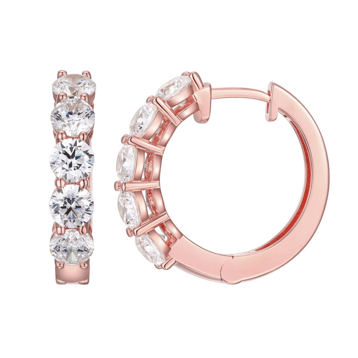 Moissanite Hoop Earrings in 18k Gold or Rhodium Plated Sterling Silver