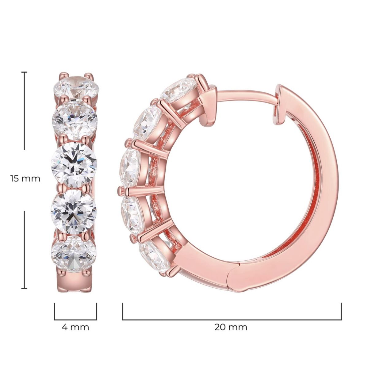 Moissanite Hoop Earrings in 18k Gold or Rhodium Plated Sterling Silver