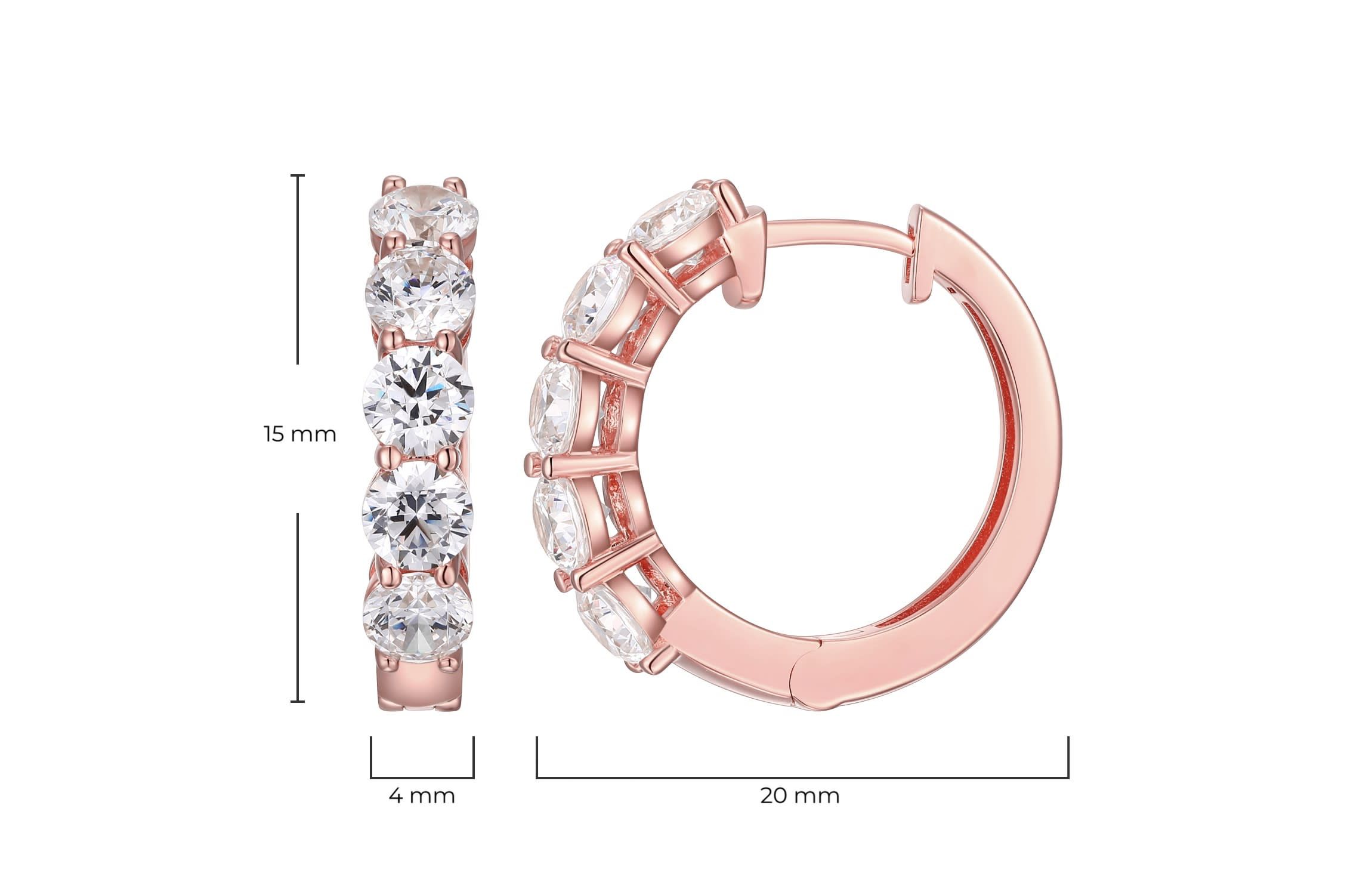Moissanite Hoop Earrings in 18k Gold or Rhodium Plated Sterling Silver