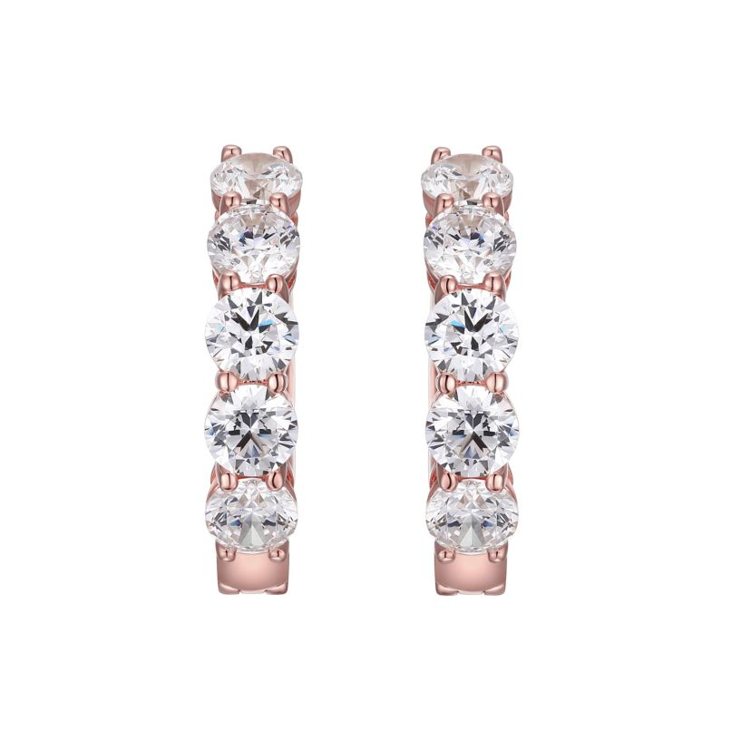 Moissanite Hoop Earrings in 18k Gold or Rhodium Plated Sterling Silver