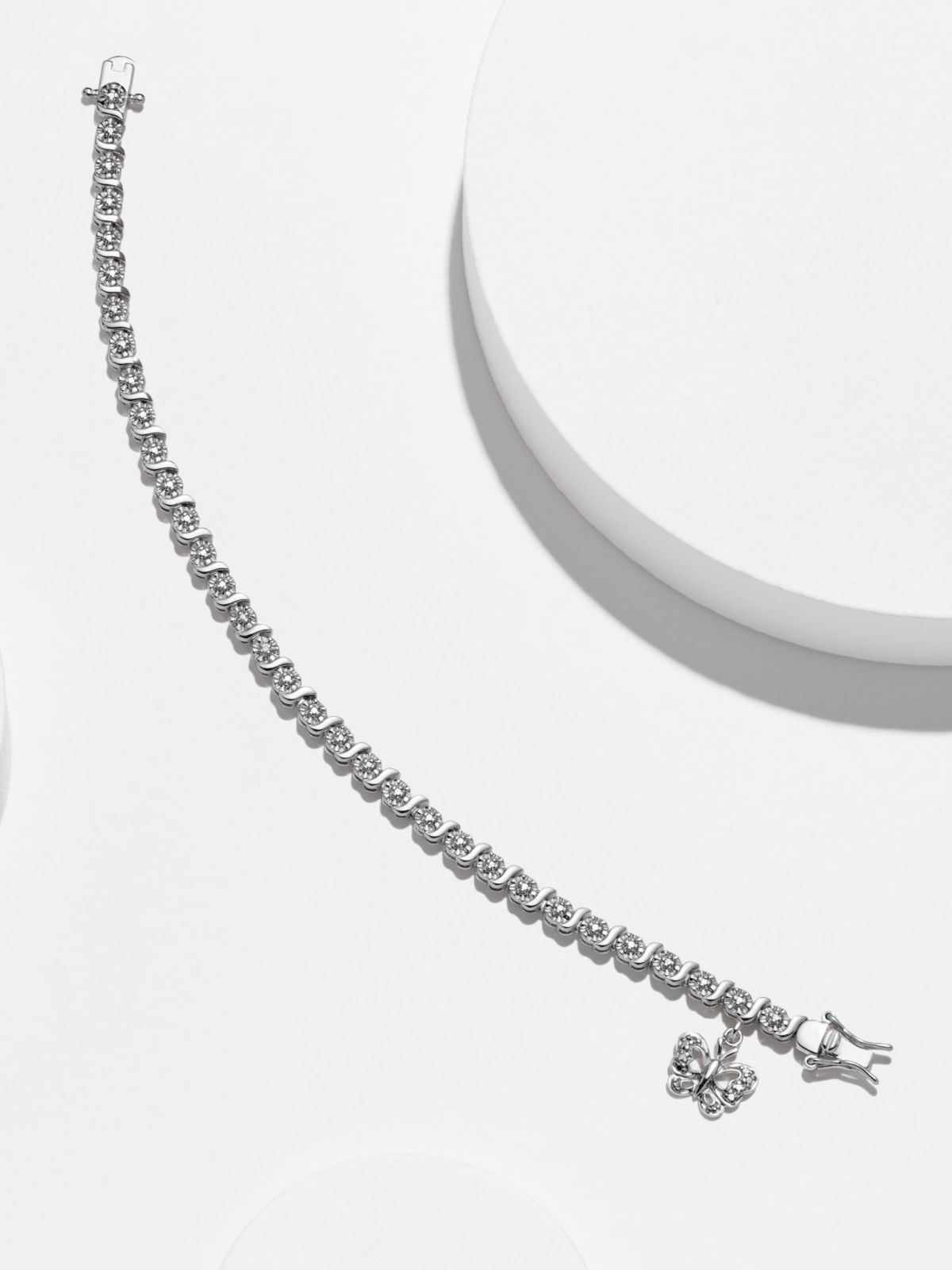 Diamond Accent Butterfly Bracelet in Silver, 18K Yellow Gold or 18K Rose Gold Over Bronze