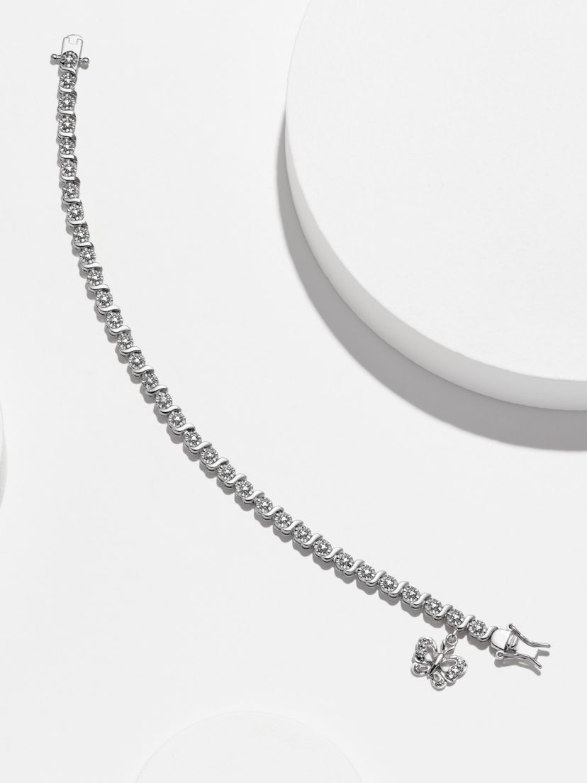 Diamond Accent Butterfly Bracelet in Silver, 18K Yellow Gold or 18K Rose Gold Over Bronze