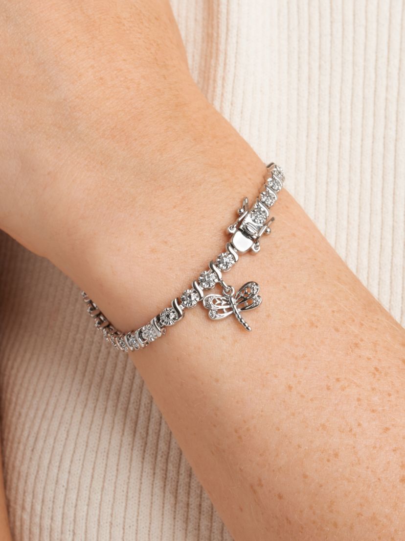 Diamond Accent Dragonfly Bracelet in Silver, 18K Yellow Gold or 18K Rose Gold Over Bronze