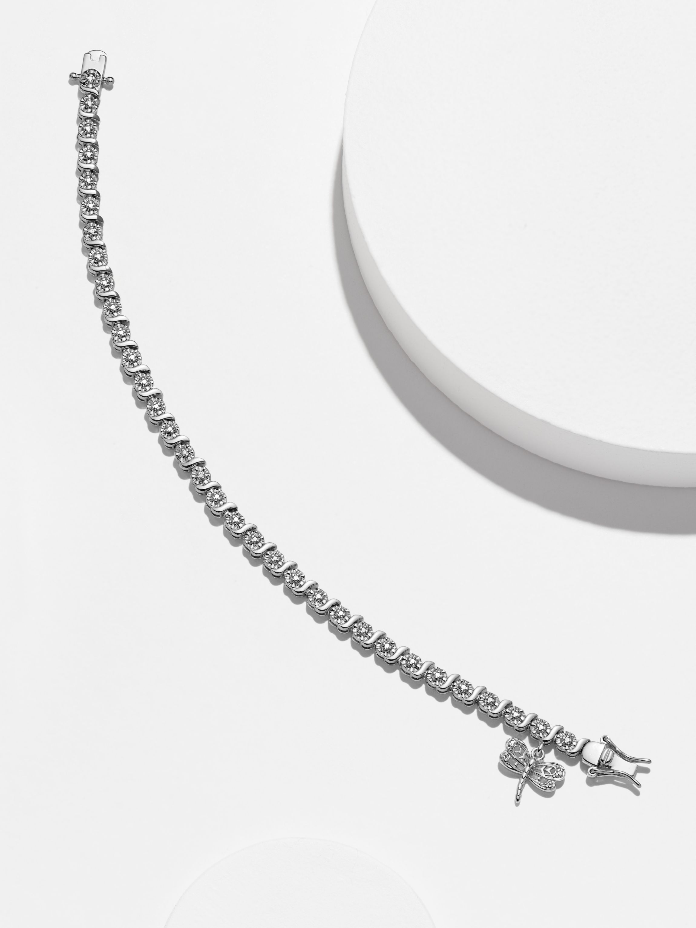 Diamond Accent Dragonfly Bracelet in Silver, 18K Yellow Gold or 18K Rose Gold Over Bronze