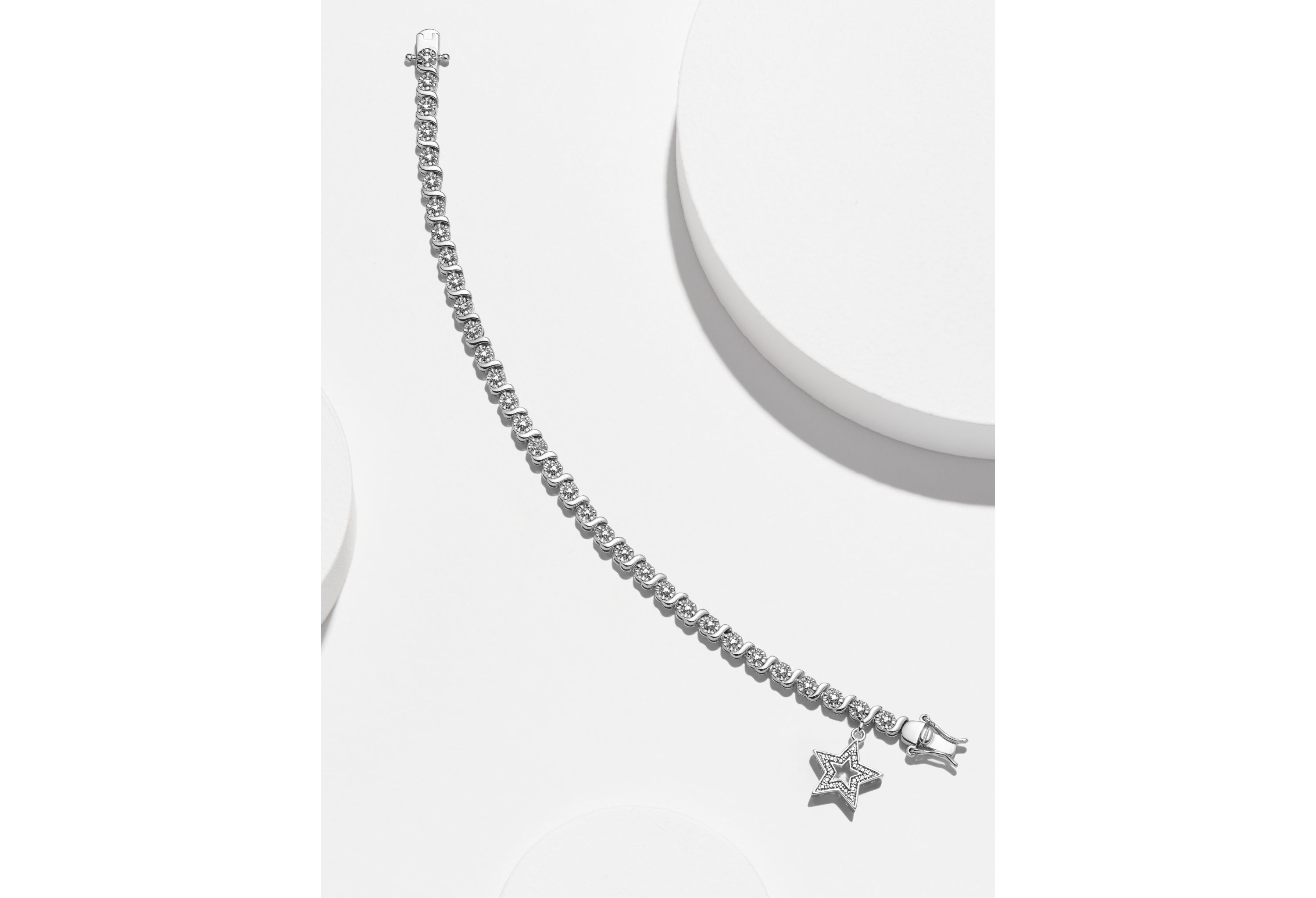 Diamond Accent Star Bracelet in Silver, 18K Yellow Gold or 18K Rose Gold Over Bronze