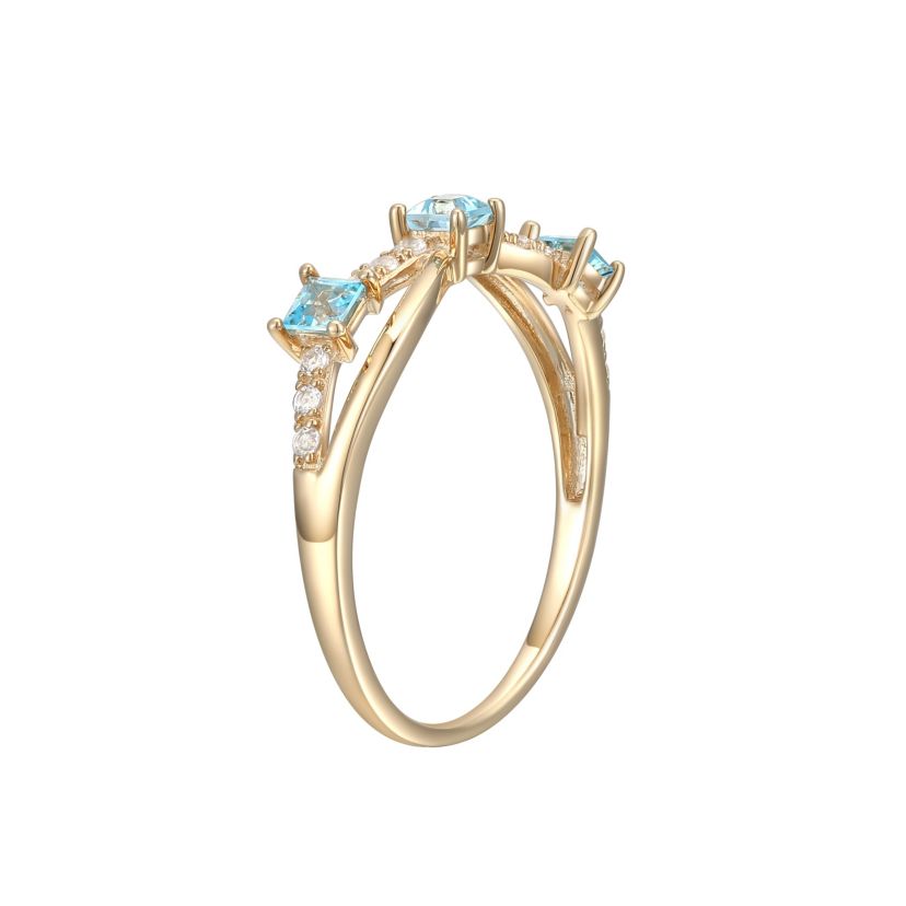 Lab Created 10k White Gold Genuine Blue Topaz and Created White Sapphire Ring