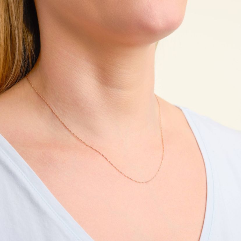 10k Rose Gold Elegant Singapore Chain Necklace, 16" or 18"