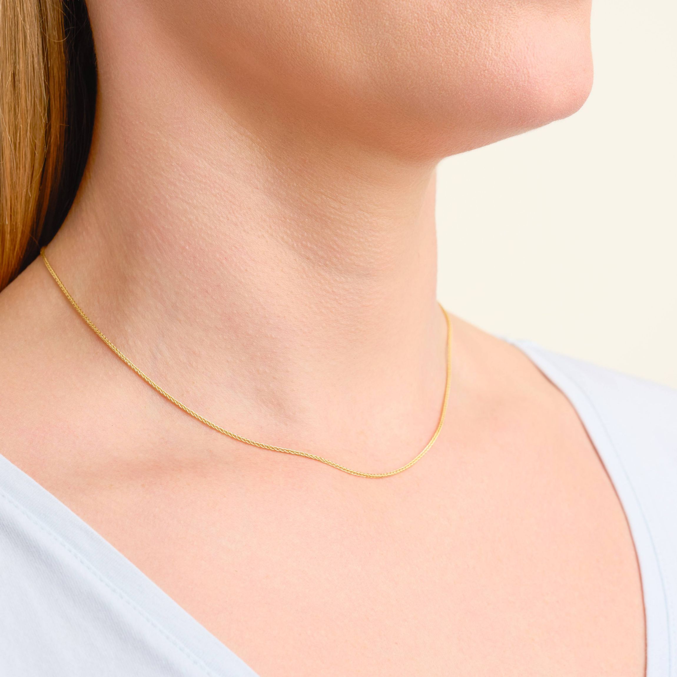 10k Yellow Gold Round Wheat Chain Necklace, Available in 16" or 18"