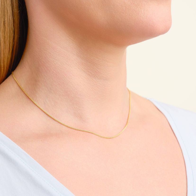 10k Yellow Gold Round Wheat Chain Necklace, Available in 16" or 18"