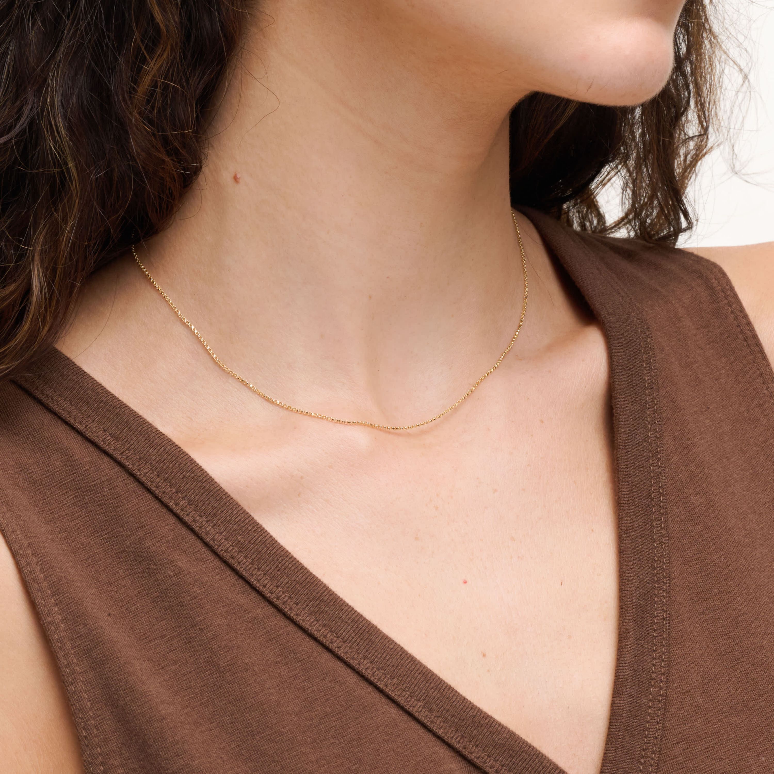 10k Yellow Gold Elegant Diamond Cut Rolo Belcher Chain Necklace, Available in 16", 18" or 20"