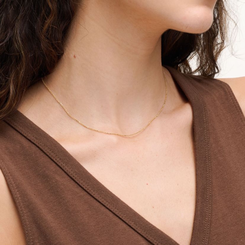 10k Yellow Gold Elegant Diamond Cut Rolo Belcher Chain Necklace, Available in 16", 18" or 20"