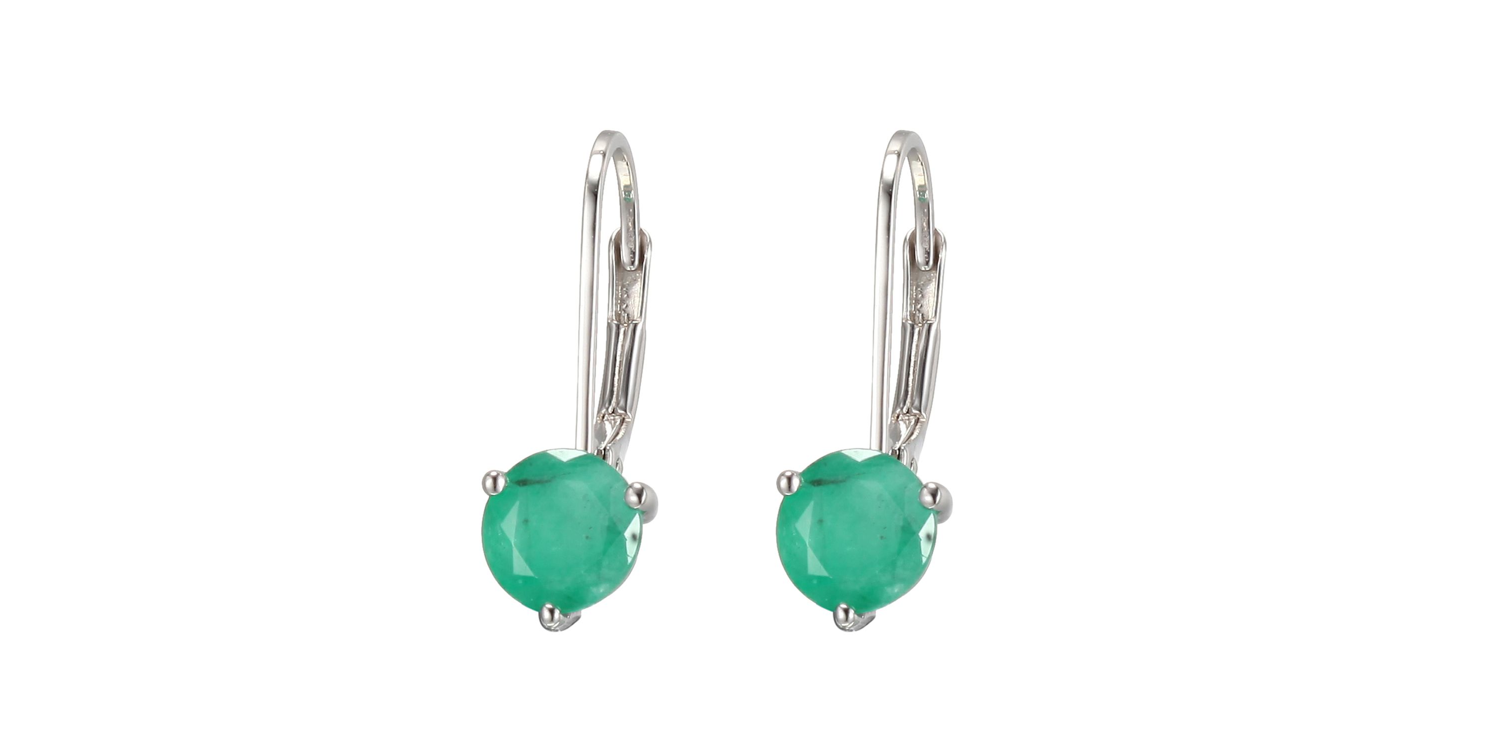 10k White Gold Trinity Prong Genuine Gemstone Leverback Earrings