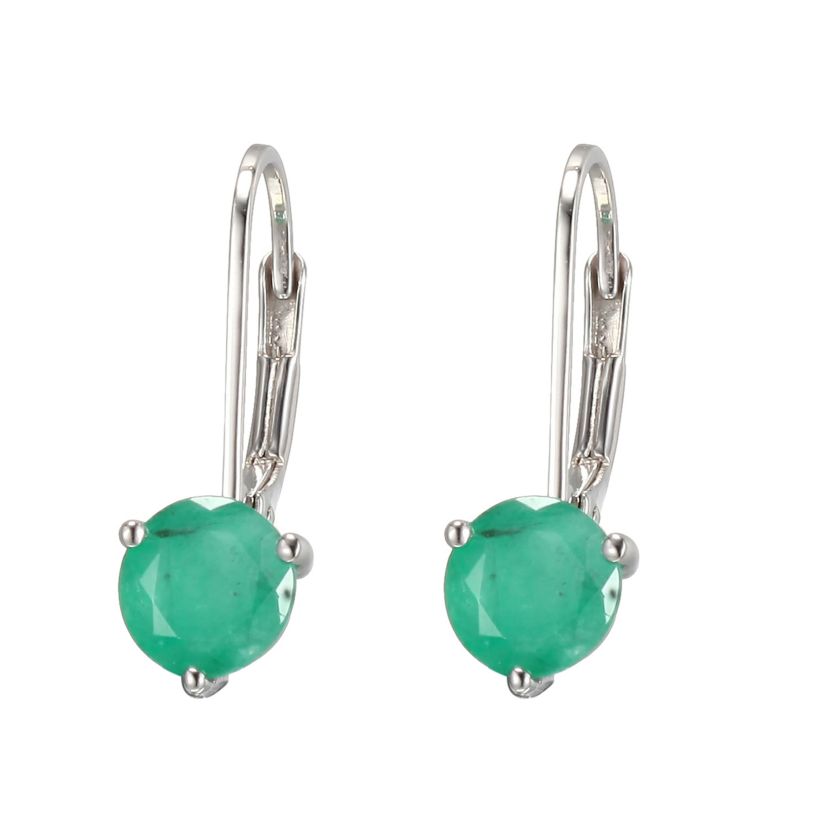 10k White Gold Trinity Prong Genuine Gemstone Leverback Earrings