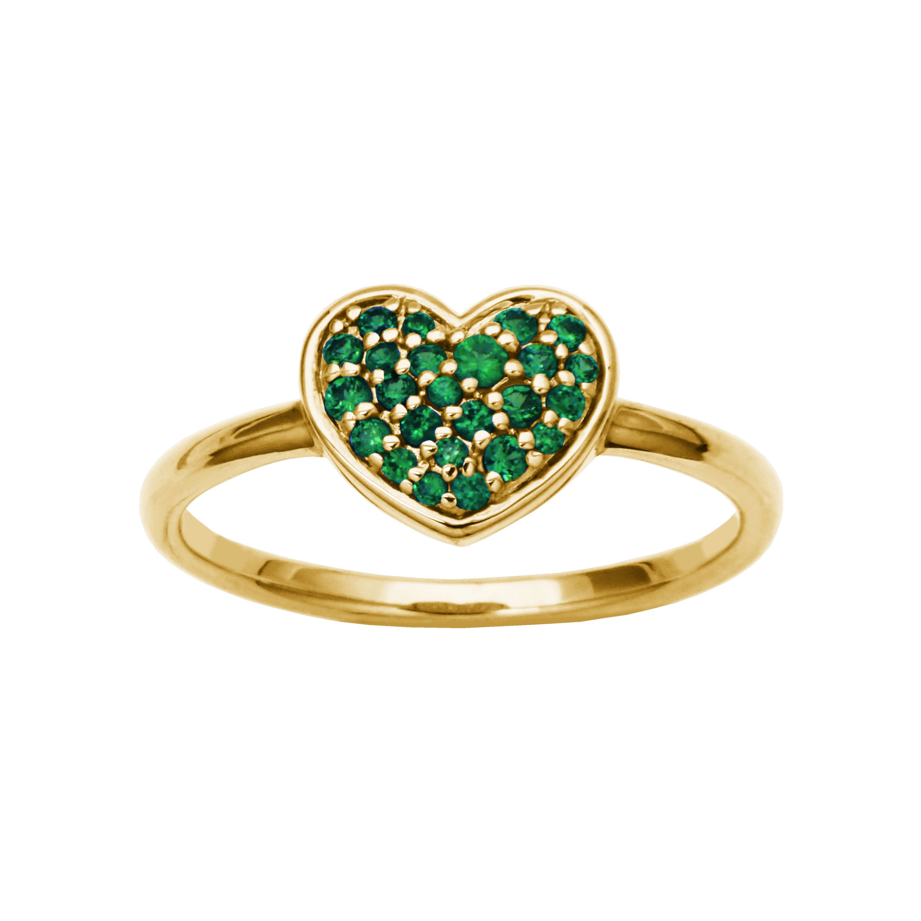 10k Yellow Gold Genuine Gemstone Pave Diminutive Heart Ring