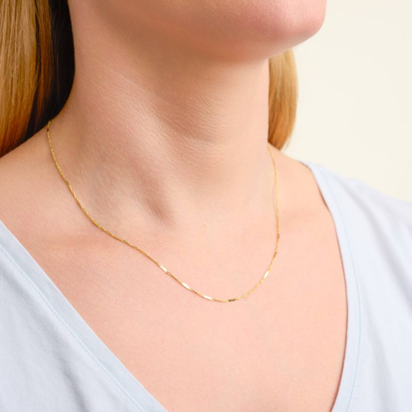 10k Yellow Gold Elegant Singapore Mirror Chain Necklace, Available in 16", 18" or 20"