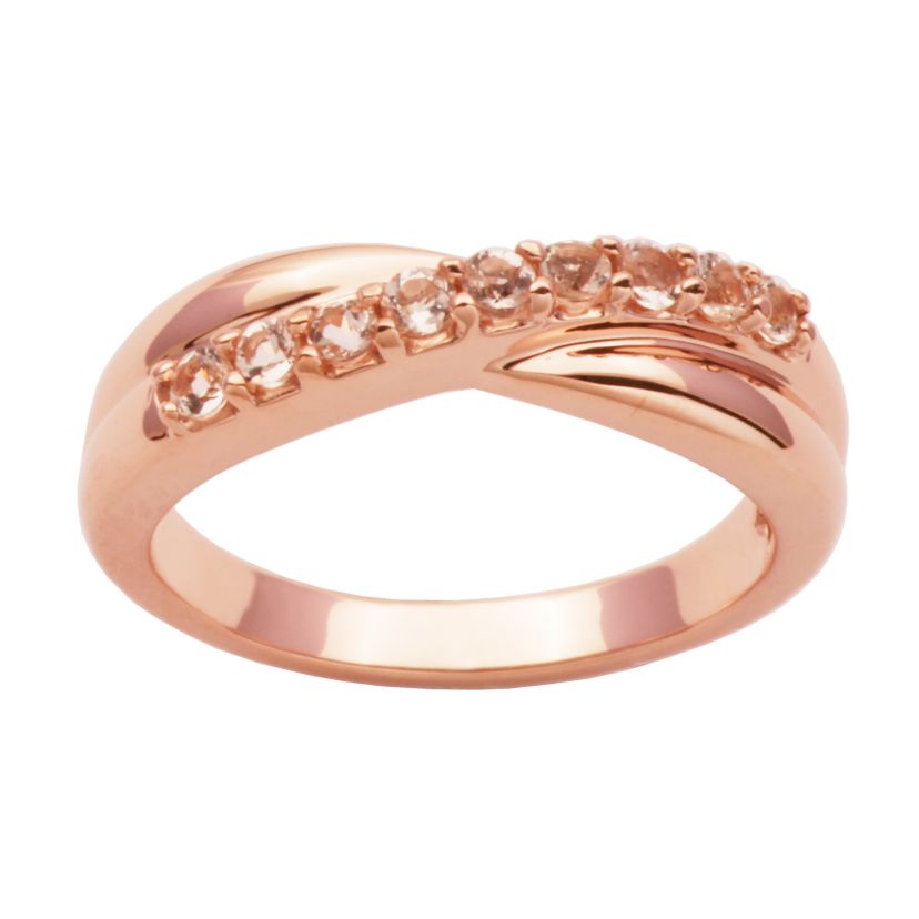 10k Rose Gold Genuine Morganite Elegant Twist Band Ring