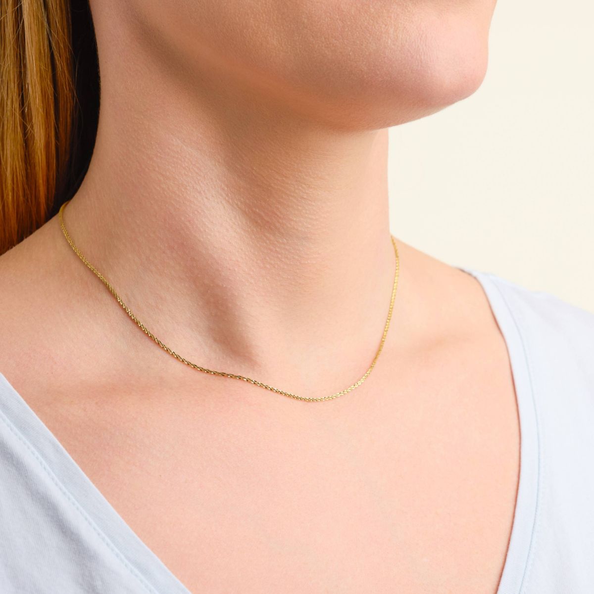 10k Yellow Gold Elegant Glitter Chain Necklace, Available in 16" or 20"