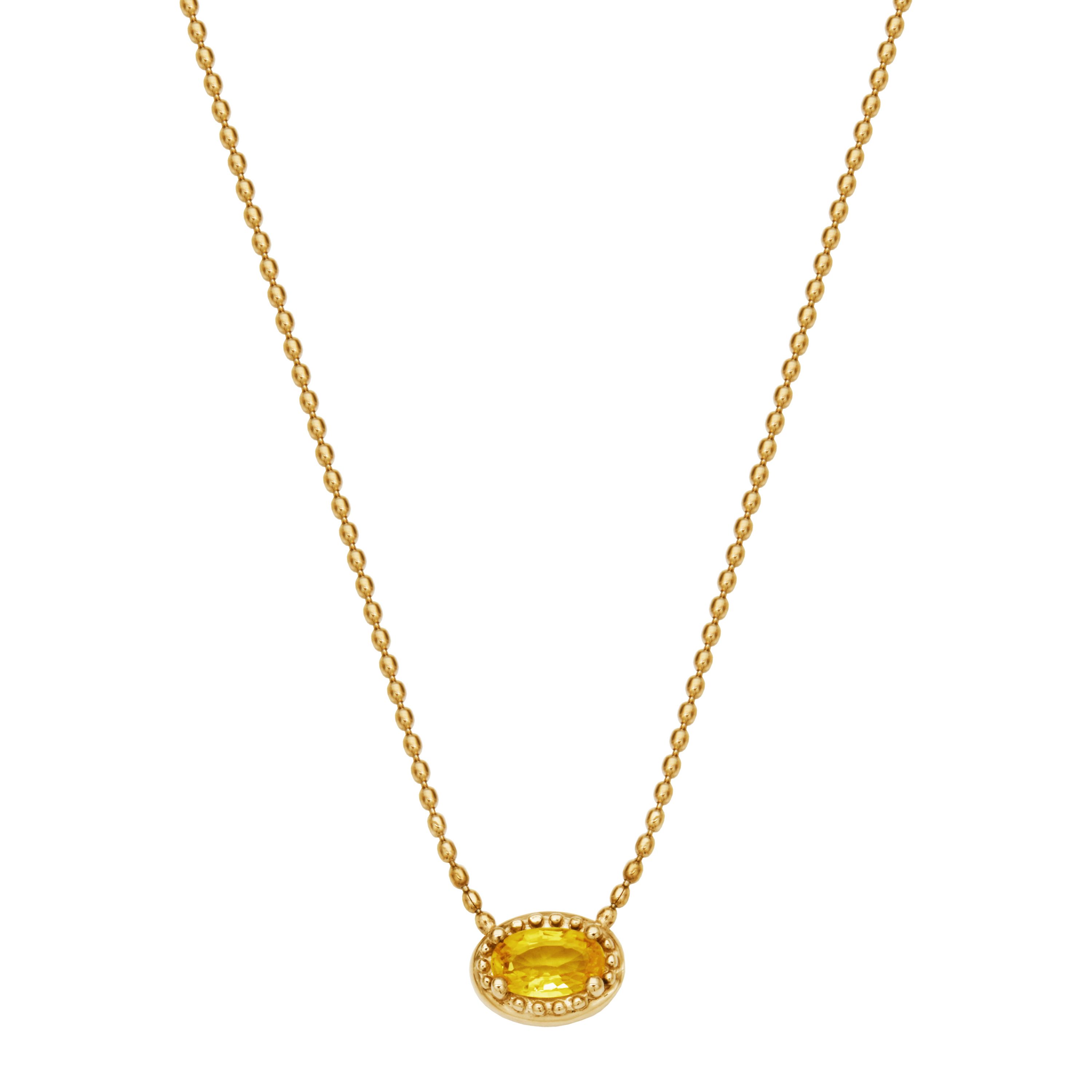 10k Yellow Gold Horizontal Genuine Pink or Yellow Sapphire Pendant Necklace