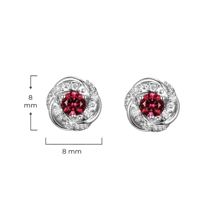Lab Created Diamond and Created Gemstone Love Knot Earrings in Rhodium Plated Sterling Silver