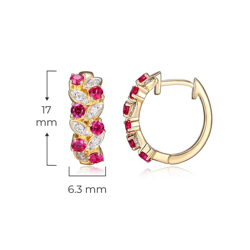 Lab Created Diamond and Gemstone Cluster Hoop Earrings in Sterling Silver
