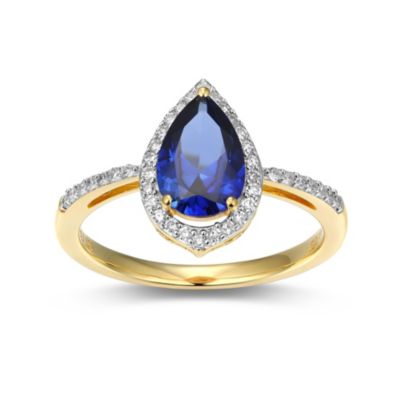 LuxLab Lab Created 18K Gold Plated Sterling Silver Gemstone and 1/5 CTTW Lab Grown Diamond Pear Cut Ring, 6 -  0716825770751