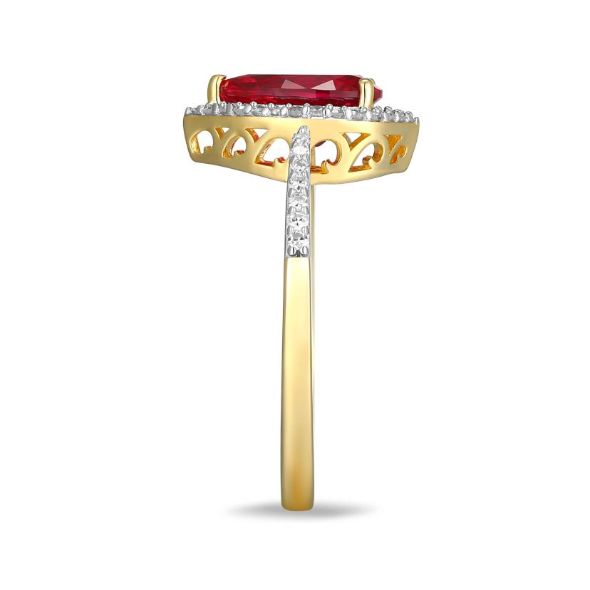 Lab Created 18K Gold Plated Sterling Silver Gemstone and 1/5 CTTW Lab Grown Diamond Pear Cut Ring