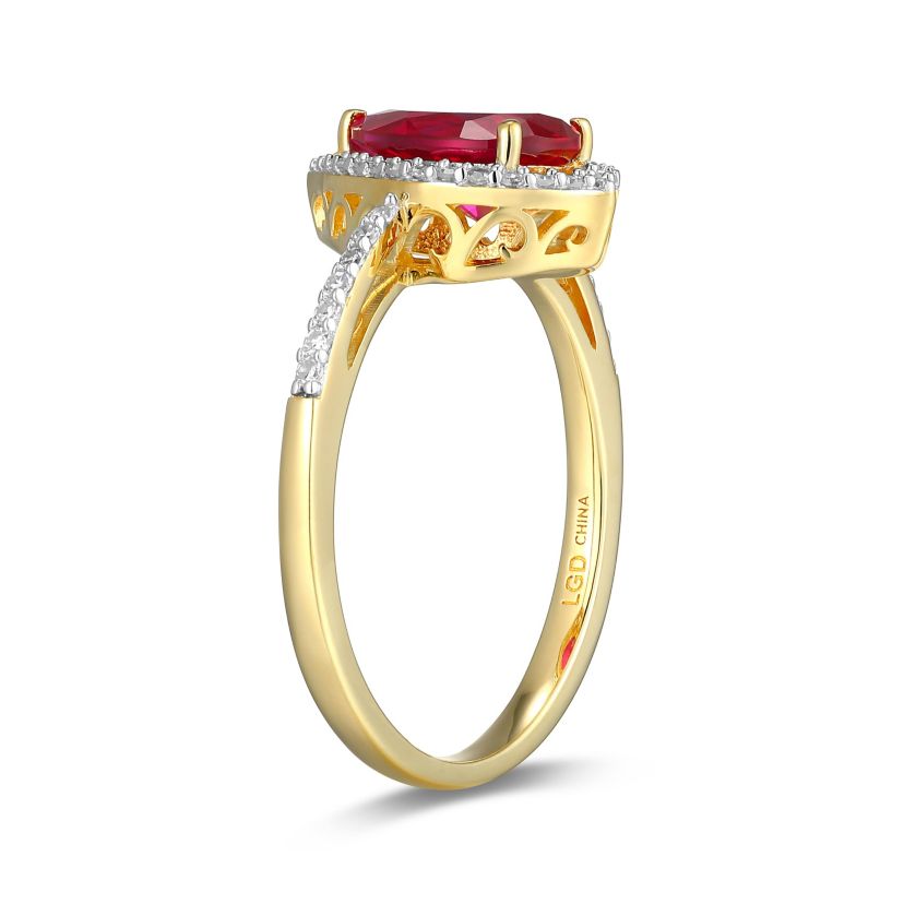 Lab Created 18K Gold Plated Sterling Silver Gemstone and 1/5 CTTW Lab Grown Diamond Pear Cut Ring