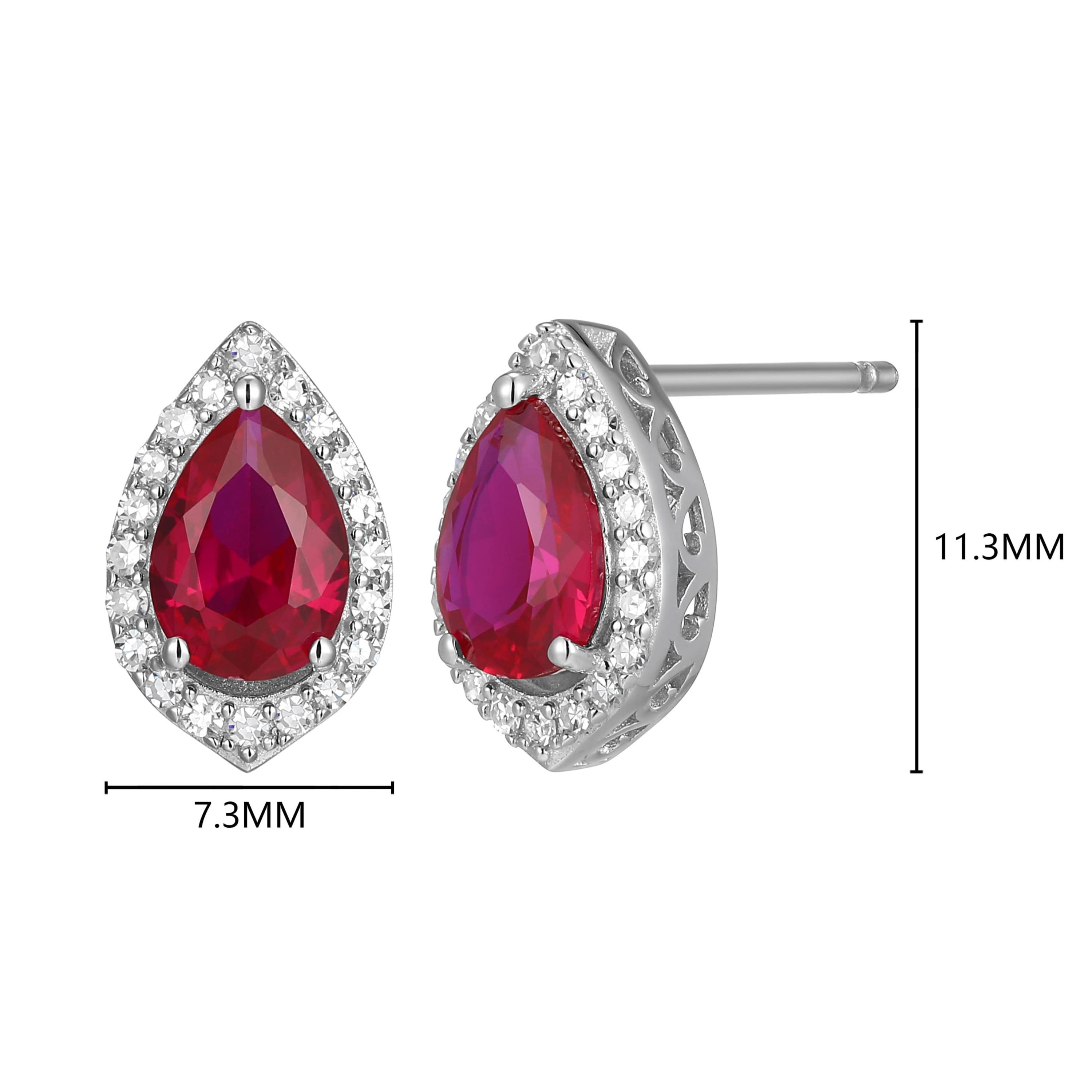 Lab Created Rhodium Plated Sterling Silver Gemstones and 1/5 CTTW Lab Grown Diamond Stud Earrings