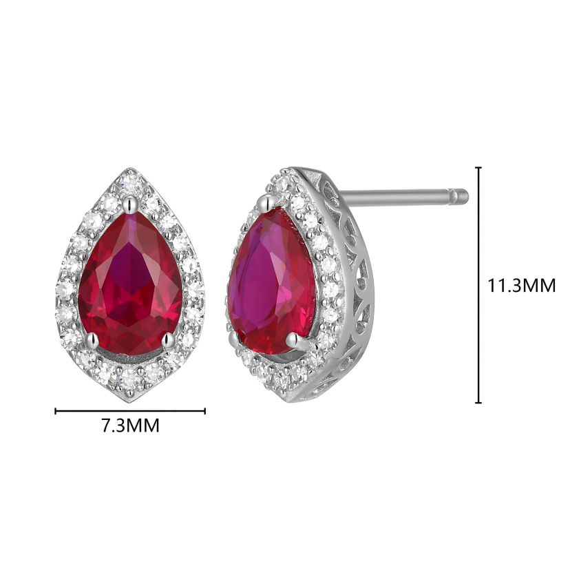 Lab Created Rhodium Plated Sterling Silver Gemstones and 1/5 CTTW Lab Grown Diamond Stud Earrings