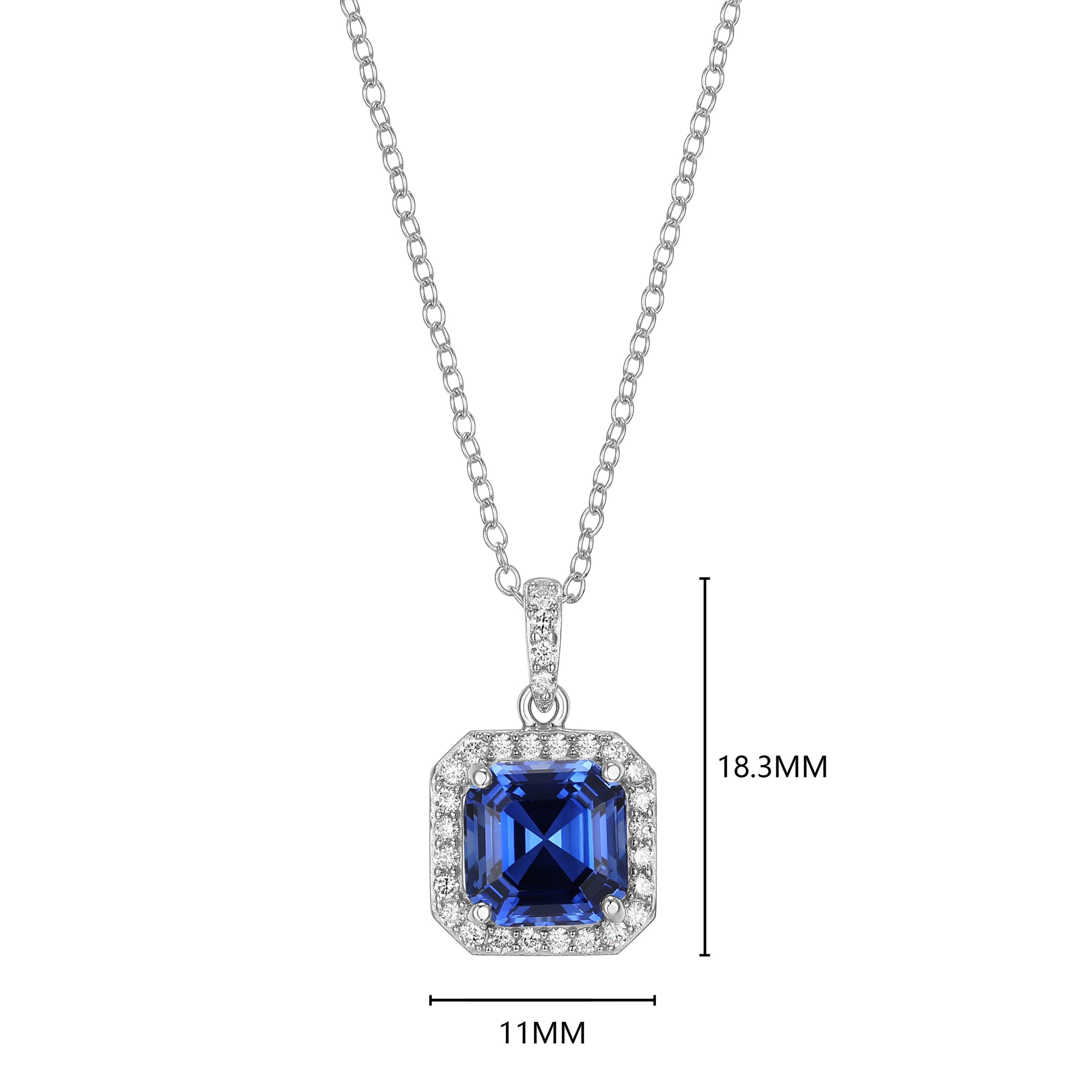 Lab Created Rhodium Plated Sterling Silver Gemstone and 1/4 CTTW Lab Grown Diamond Pendant Necklace
