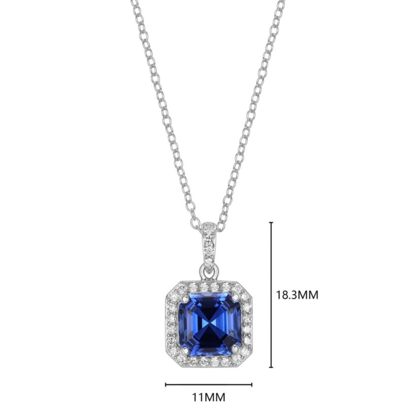 Lab Created Rhodium Plated Sterling Silver Gemstone and 1/4 CTTW Lab Grown Diamond Pendant Necklace
