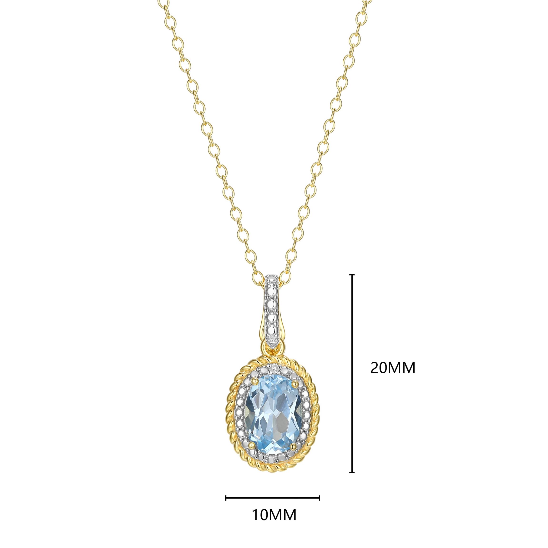 18K Yellow Gold Plated Sterling Silver Birthstone Gemstone and Diamond Accent Halo Pendant Necklace