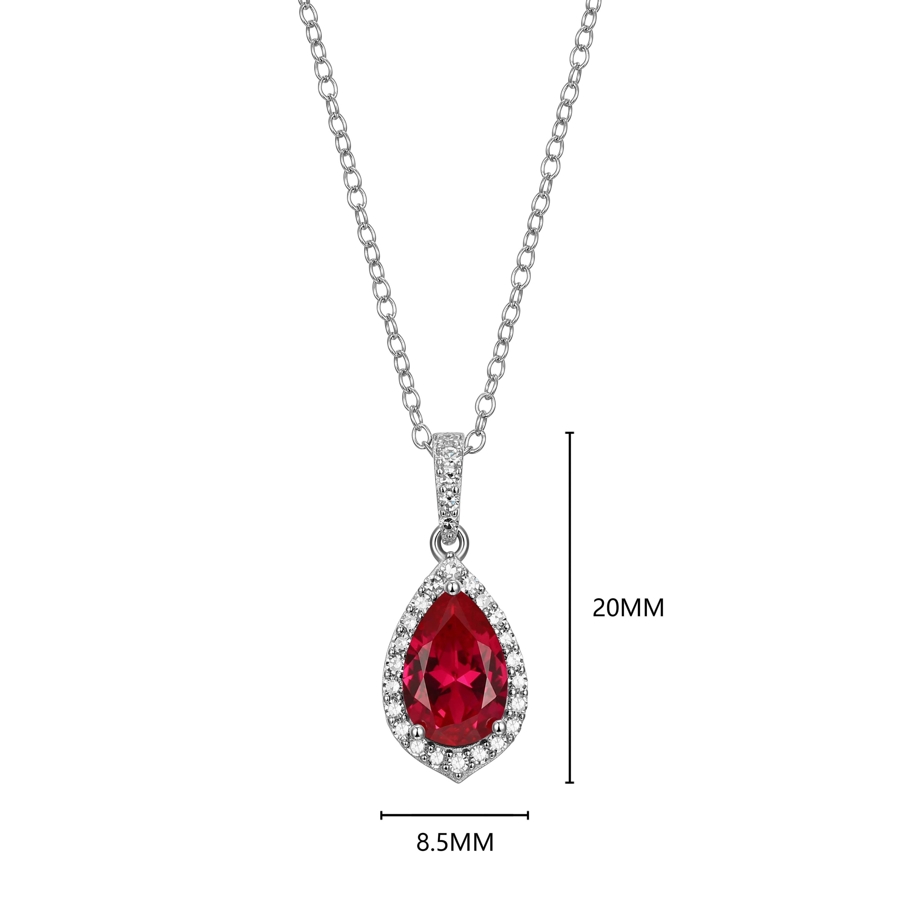 Lab Created Rhodium Plated Sterling Silver Gemstone and 1/5 CTTW Lab Grown Diamond Pendant Necklace