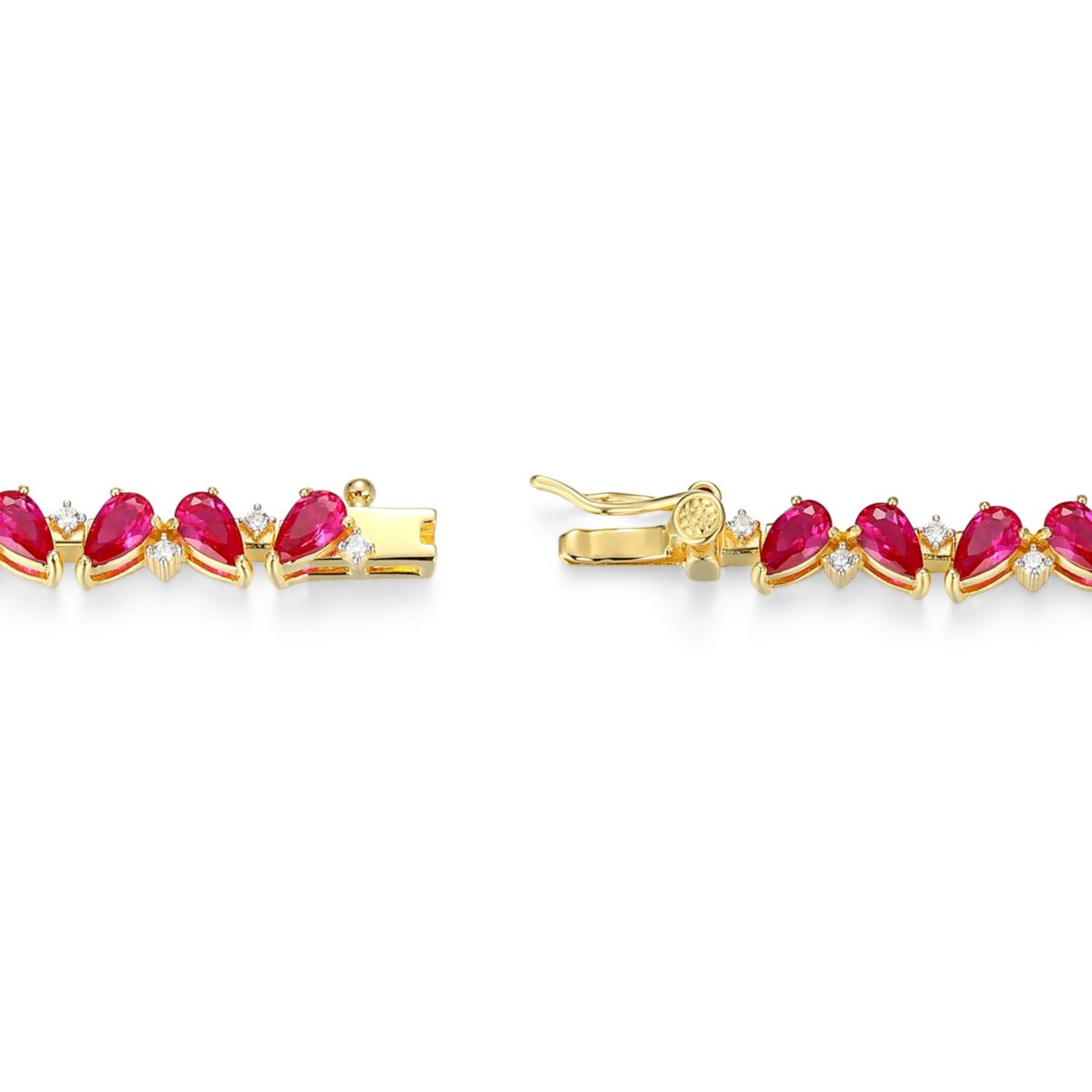 Lab Created 18K Yellow Gold Plated Sterling Silver Gemstone and 1/3 CTTW Lab Grown Diamond Tennis Bracelet