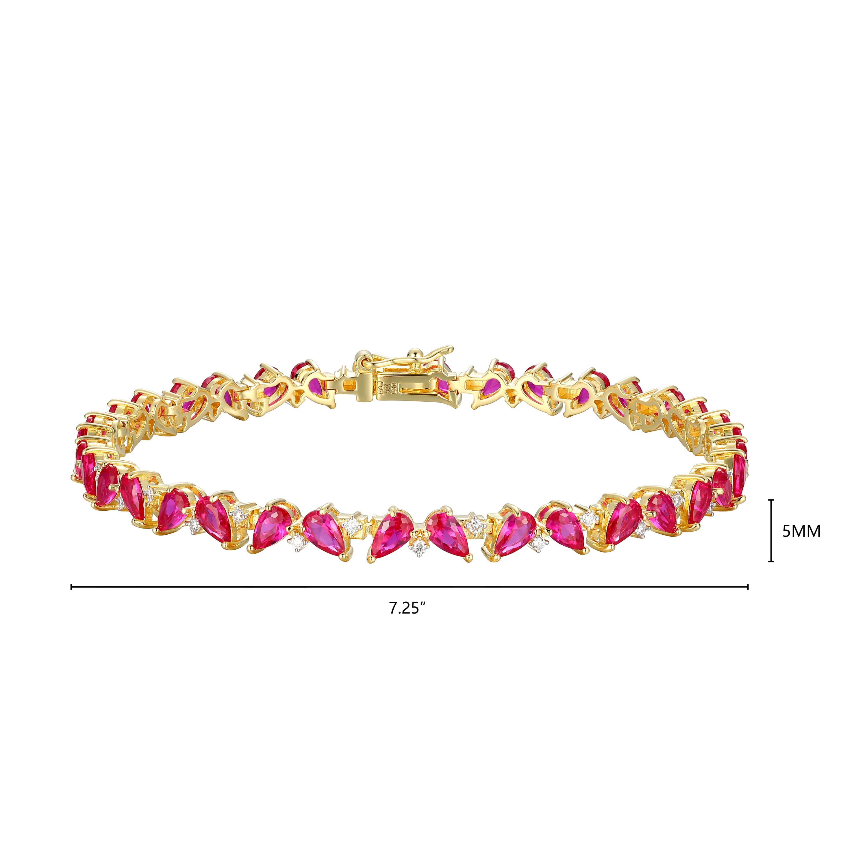 Lab Created 18K Yellow Gold Plated Sterling Silver Gemstone and 1/3 CTTW Lab Grown Diamond Tennis Bracelet