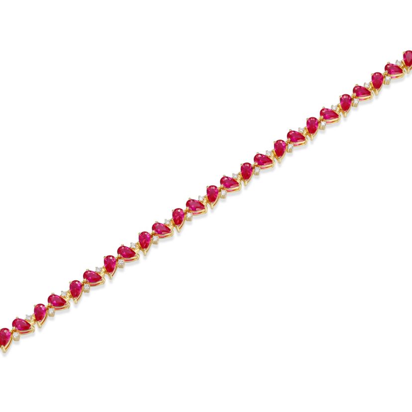 Lab Created 18K Yellow Gold Plated Sterling Silver Gemstone and 1/3 CTTW Lab Grown Diamond Tennis Bracelet