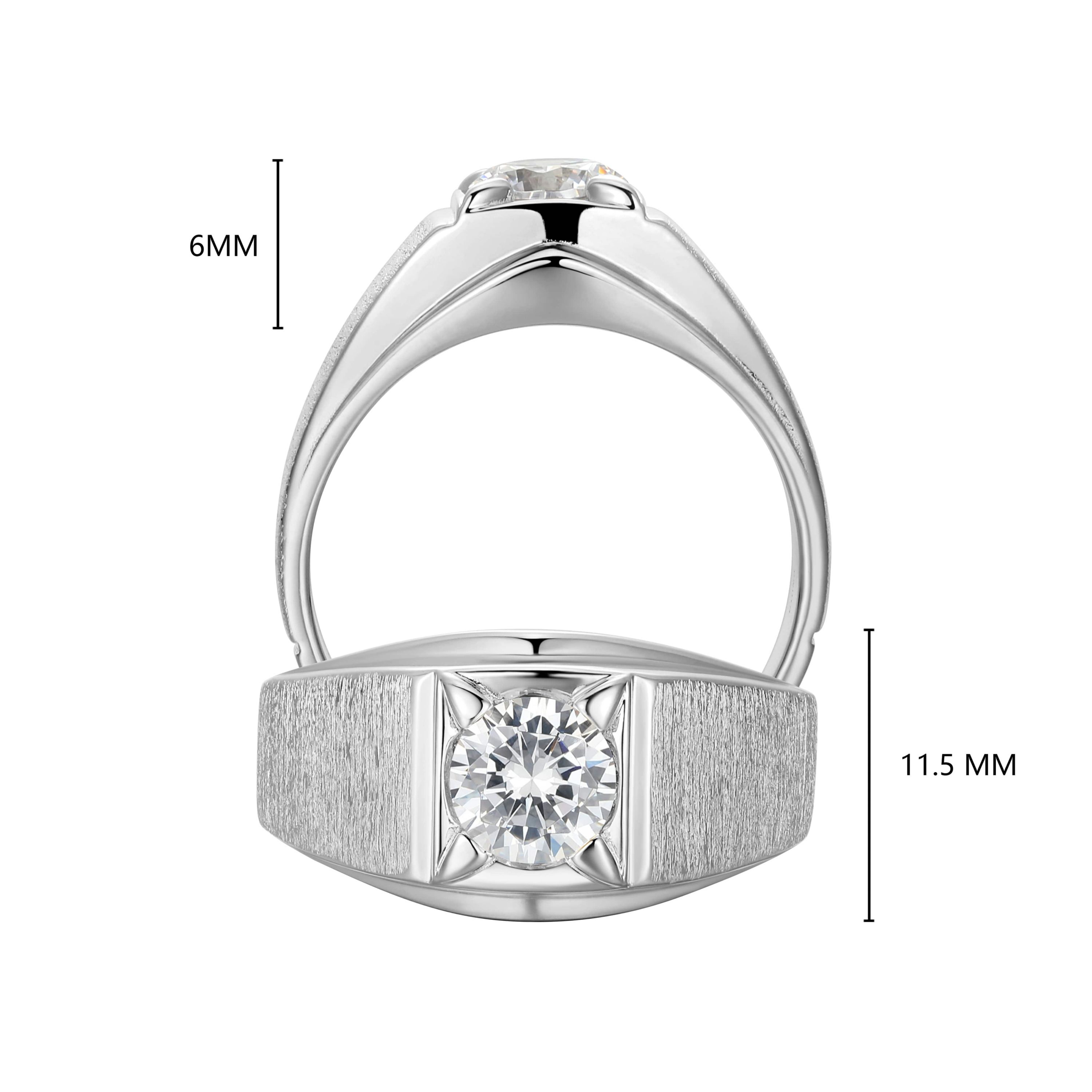 18K Yellow Gold or Rhodium Plated Sterling Silver Mens Cubic Zirconia Ring