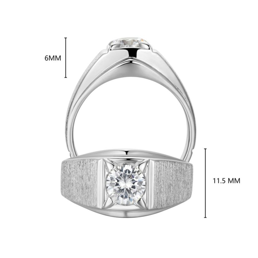 18K Yellow Gold or Rhodium Plated Sterling Silver Mens Cubic Zirconia Ring