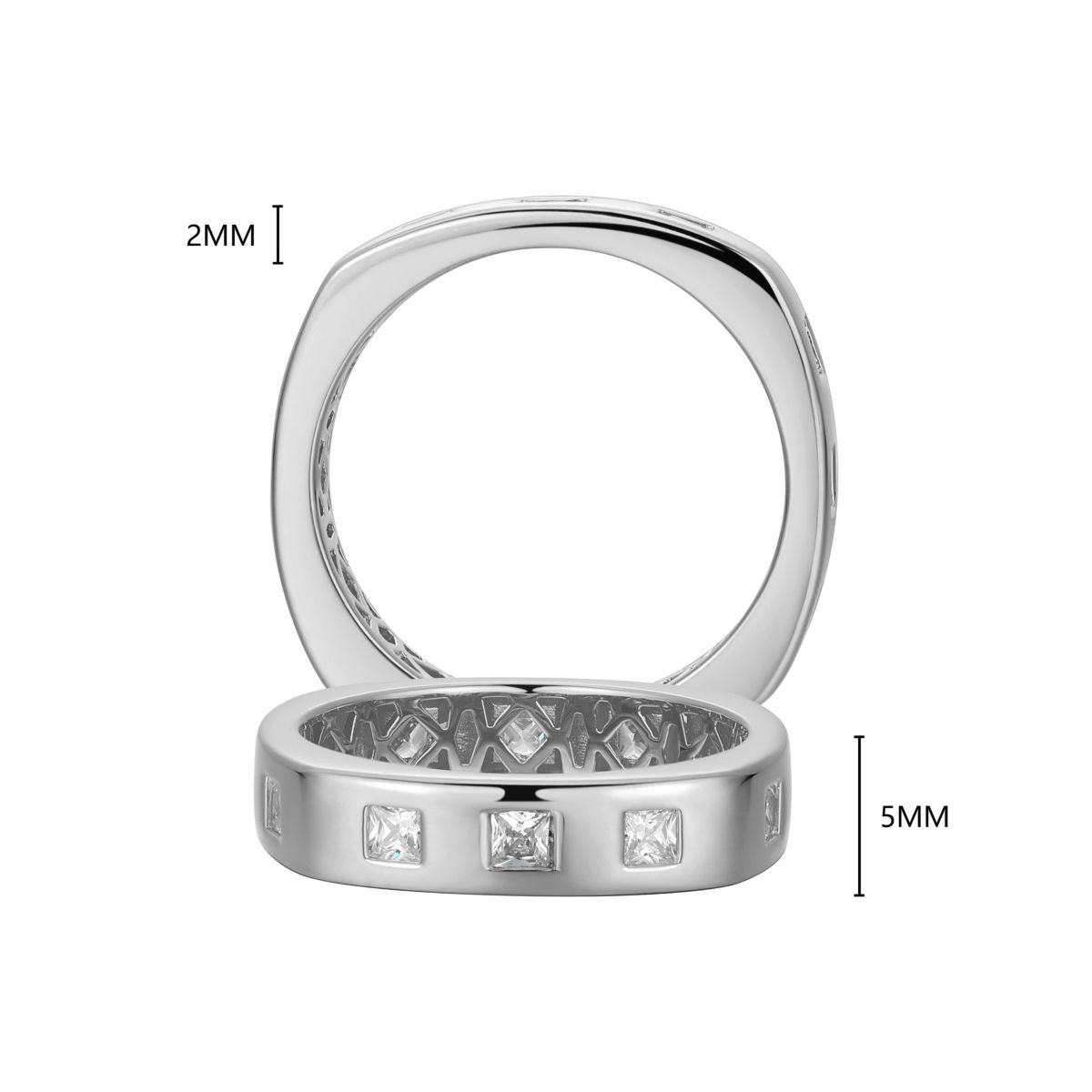 18K Yellow Gold or Rhodium Plated Sterling Silver Mens Cubic Zirconia Band Ring