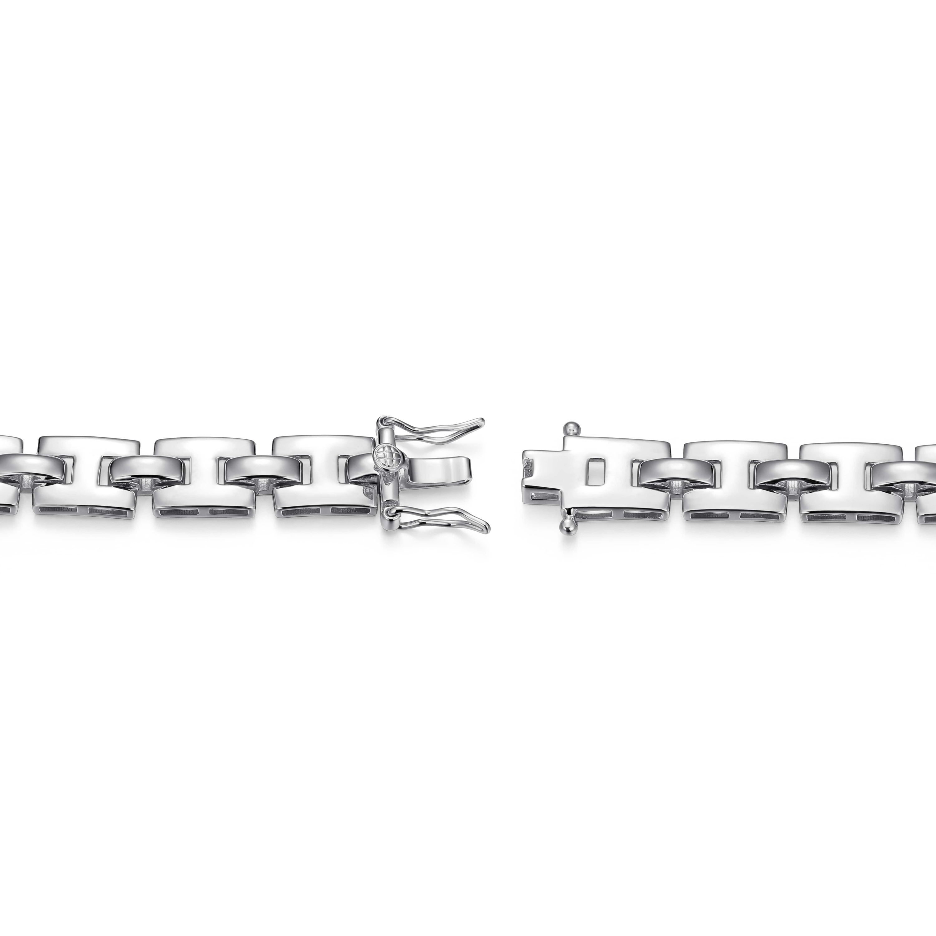 18K Yellow Gold or Rhodium Plated Sterling Silver Mens Cubic Zirconia Bracelet