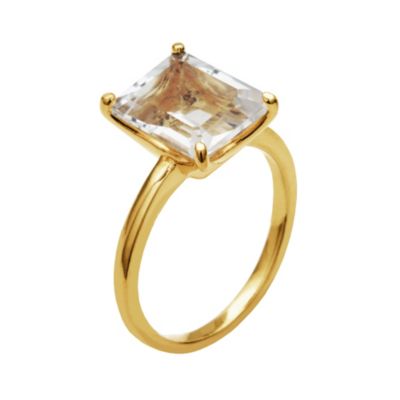 Aurealis 18K Yellow Gold Plated Sterling Silver Women's Genuine Gemstone Ring, White