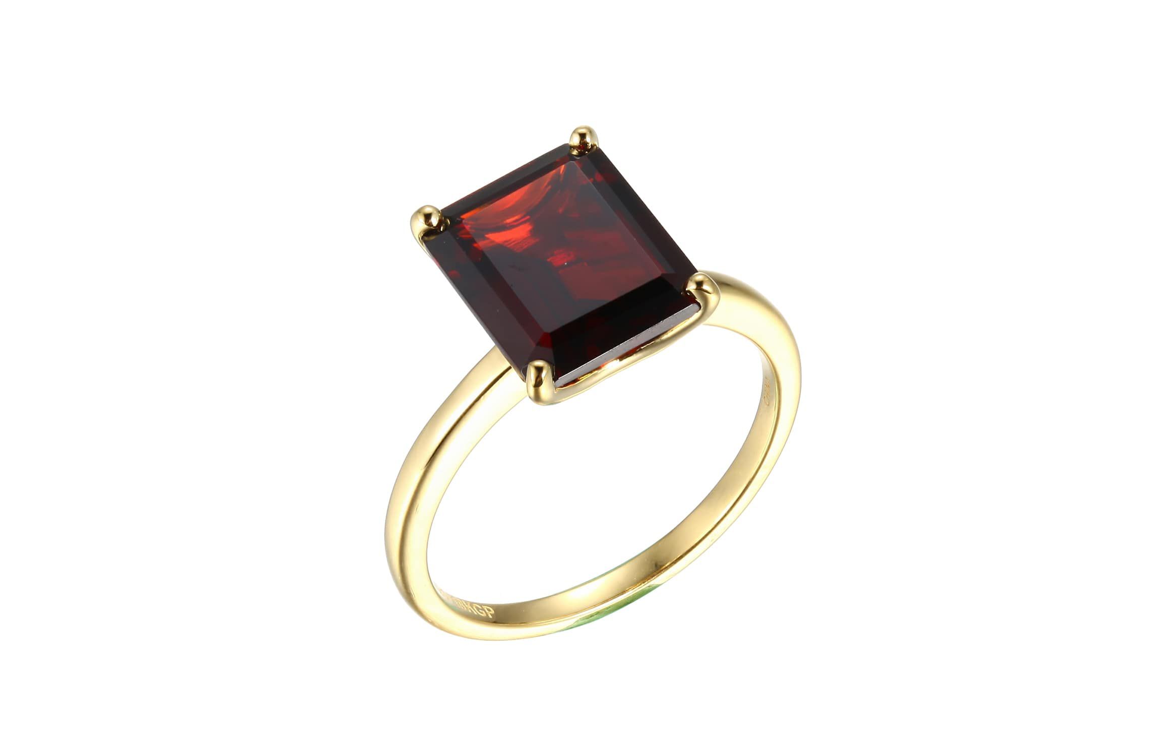 18K Yellow Gold Plated Sterling Silver Womens Genuine Gemstone Ring