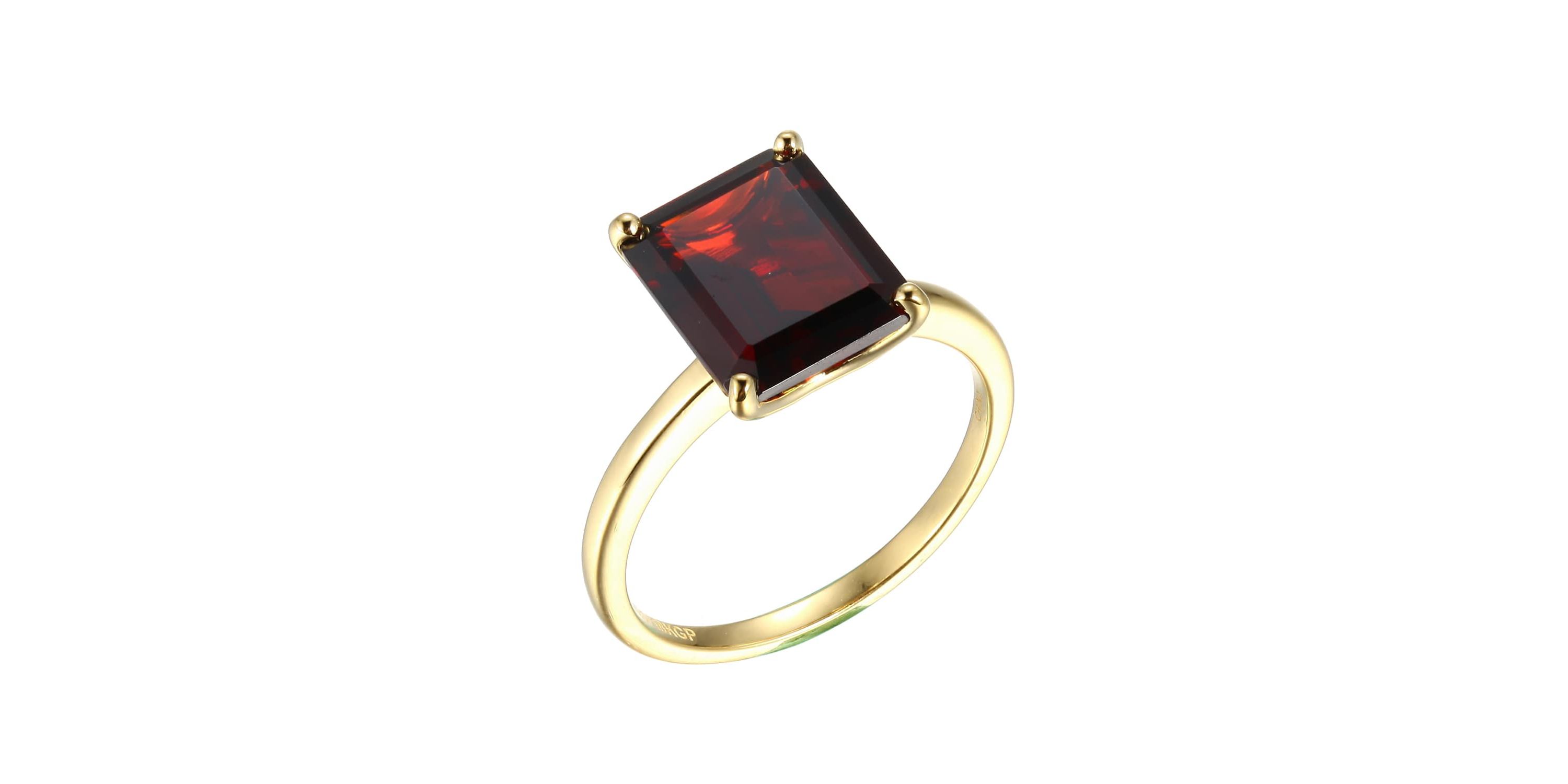 18K Yellow Gold Plated Sterling Silver Womens Genuine Gemstone Ring