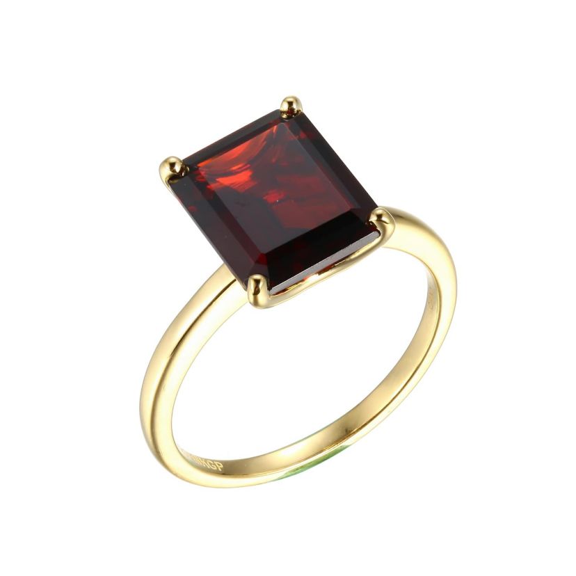 18K Yellow Gold Plated Sterling Silver Womens Genuine Gemstone Ring